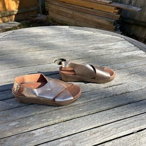 GENTLE SOULS Lori X-band Leather‎ Sandal In Rose Gold size 7